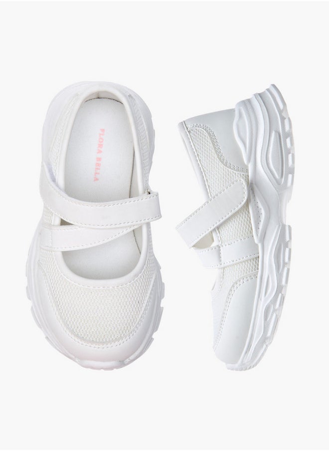 Textured Mary Jane Shoes with Hook and Loop Closure