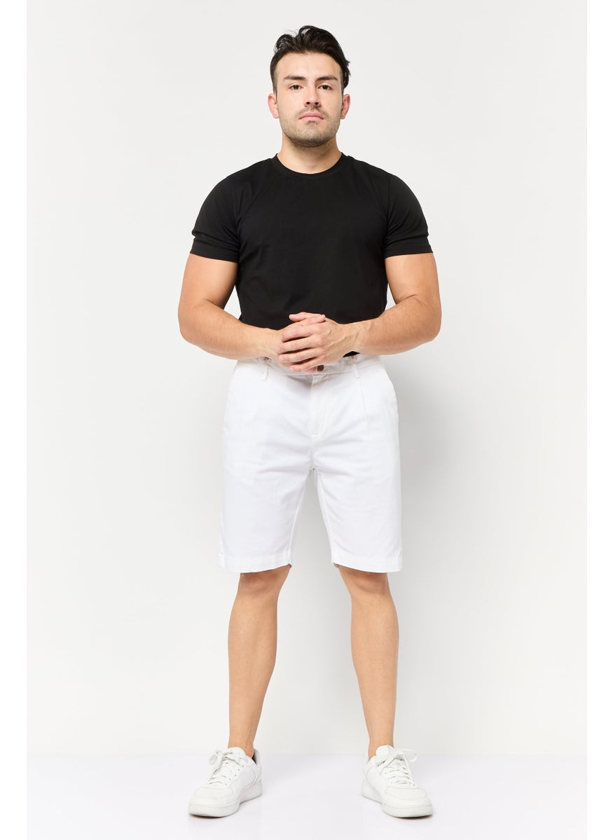 Men Solid Chino Shorts, White