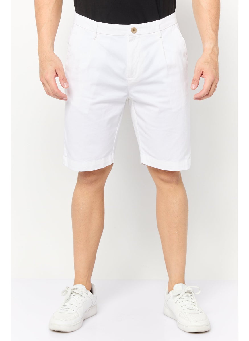 Men Solid Chino Shorts, White
