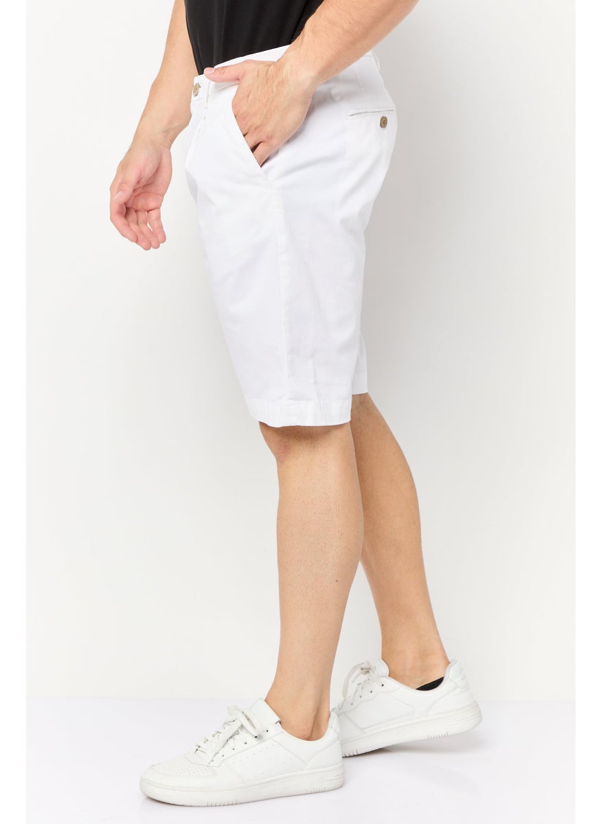 Men Solid Chino Shorts, White