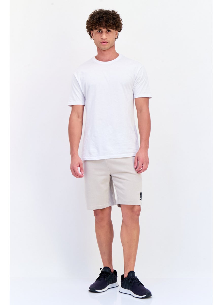 Men Sportswear Fit Drawstring Outdoor Shorts, Taupe