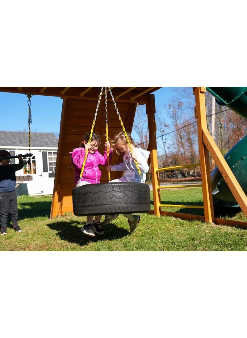Reznor HeavyDuty Tire Swing Seat for KidsAdult Outdoor Park Garden Tree Backyard with 60 Plastic Coated 3 Chain Black