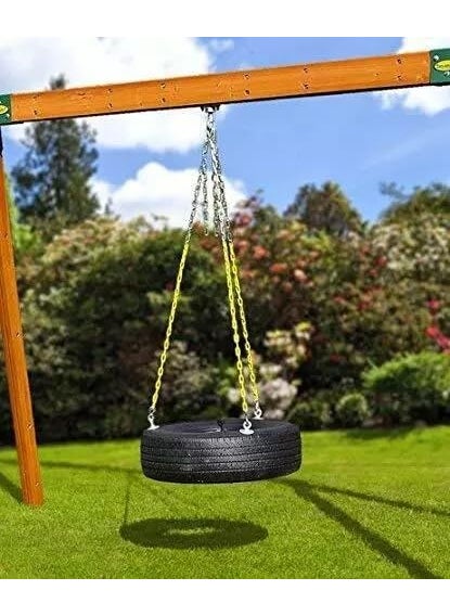 Reznor HeavyDuty Tire Swing Seat for KidsAdult Outdoor Park Garden Tree Backyard with 60 Plastic Coated 3 Chain Black