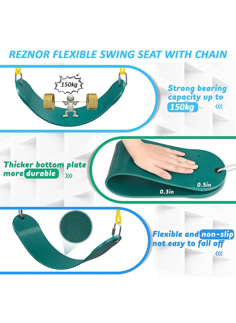 REZNOR Flexible Swing Seat Set for KidsAdults Outdoor Park Garden Tree Backyard with 60 Plastic Coated Chain Weight Support Upto 150kg GreenYellow