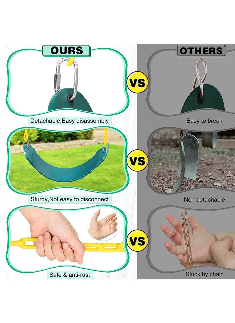 REZNOR Flexible Swing Seat Set for KidsAdults Outdoor Park Garden Tree Backyard with 60 Plastic Coated Chain Weight Support Upto 150kg GreenYellow