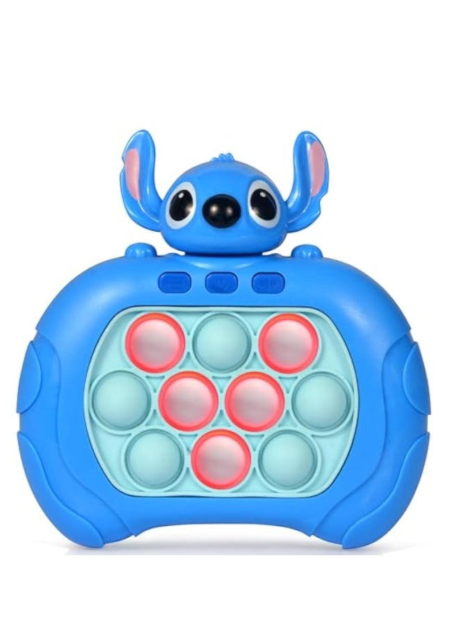Stitch Quick Push Game, Fast Push Bubble Game, Pop Fidget Toys for Kids Quick, Handheld Puzzle Game Sensory Toys with LED Screen, Quick Push Light Up Game Gifts for Girls Boys (Blue)