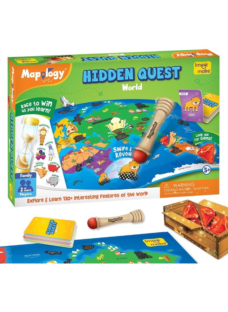 Mapology Hidden Quest World Map Board Games for Kids | Magical Swipe & Reveal | Educational Toys for Kids 5 Years | Kids Toys for Boys & Girls | Card Games | Birthday Gift for Girls & Boys