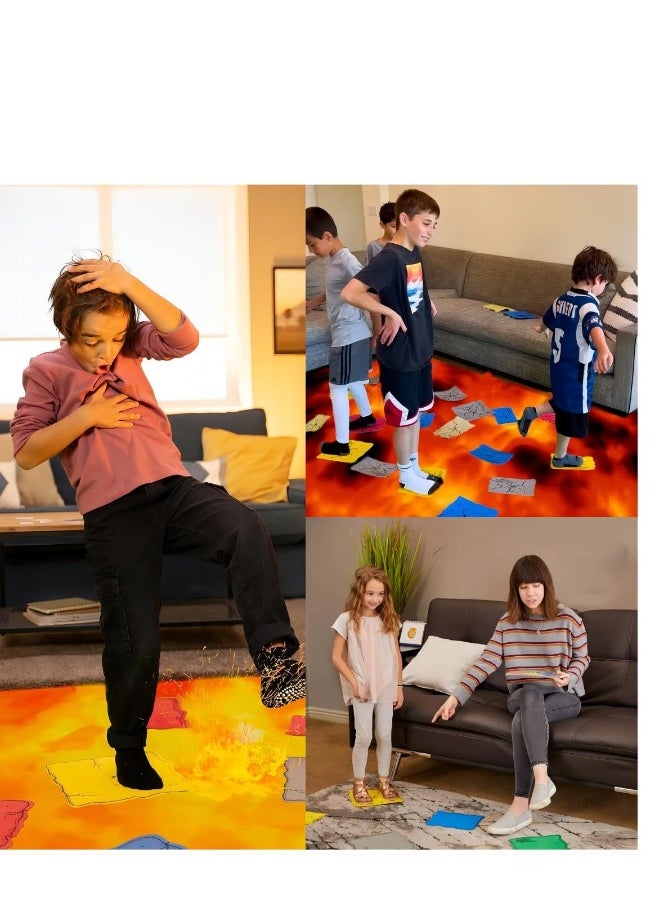 Floor Games, The Floor is Lava Escape Challenge Game for Kids, Fun Indoor and Outdoor Activity, Engaging Educational Play, Turntable Card Family Board Game Toy