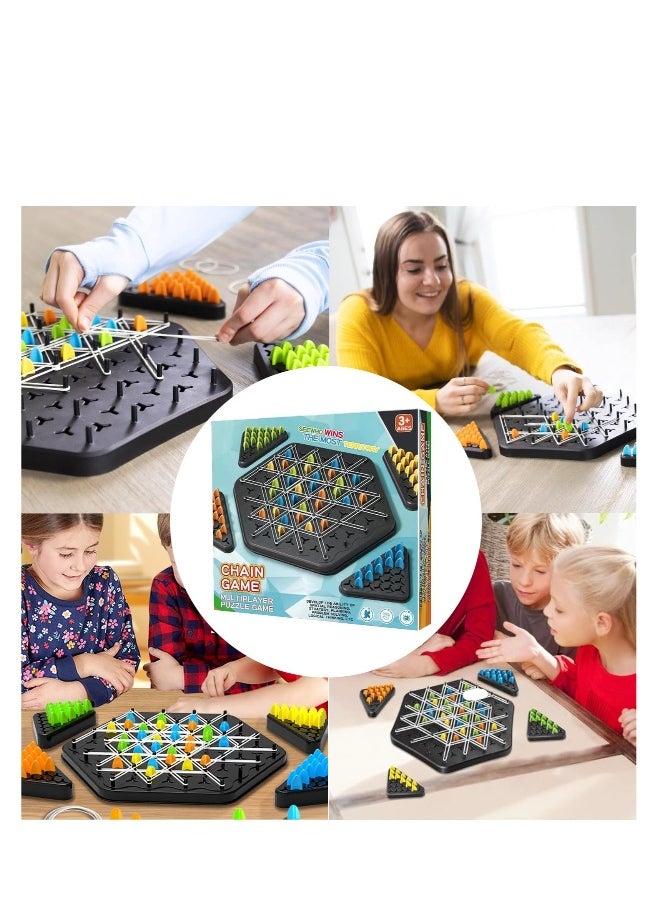 Chain Triangle Chess Game, Triggle Board Game, Triggle Rubber Band Game, Triangle Chain Chess Game Set, Family Interactive Board Game, for Toddlers, Kids, Adults, Family, Party