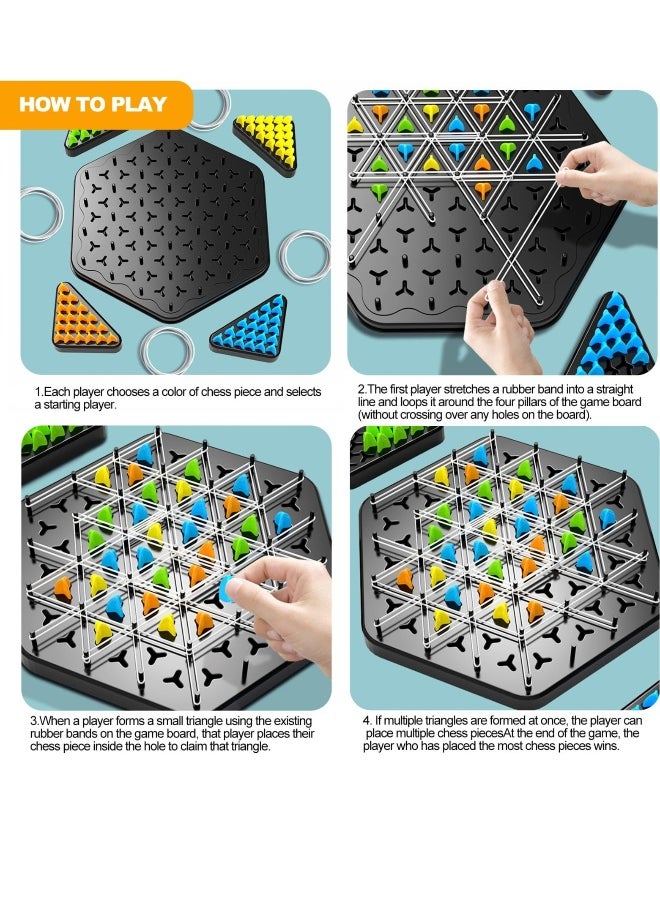 Chain Triangle Chess Game, Triggle Board Game, Triggle Rubber Band Game, Triangle Chain Chess Game Set, Family Interactive Board Game, for Toddlers, Kids, Adults, Family, Party