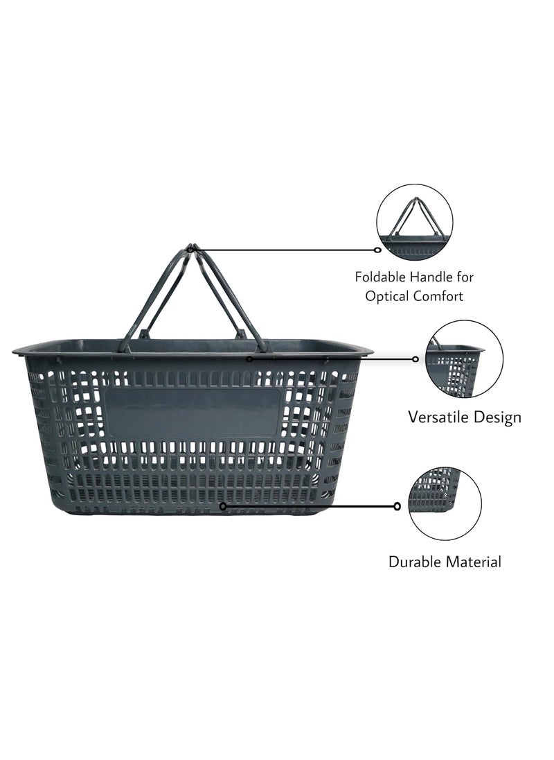 Bigapple 32L SupermarketMultipurpose Shopping Basket Grey Pack of 1
