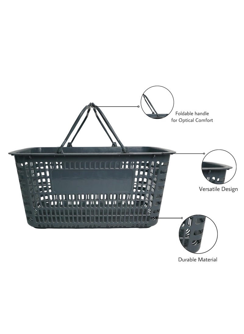 Bigapple 32L SupermarketMultipurpose Shopping Basket Grey Pack of 1