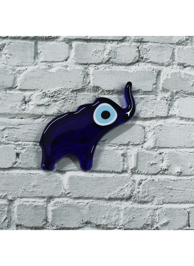 TurkCeramics by OMKAR INTERNATIONAL Turkish Glass Elephant with Evil Eye 14 cm x 7 cm x 13 cm