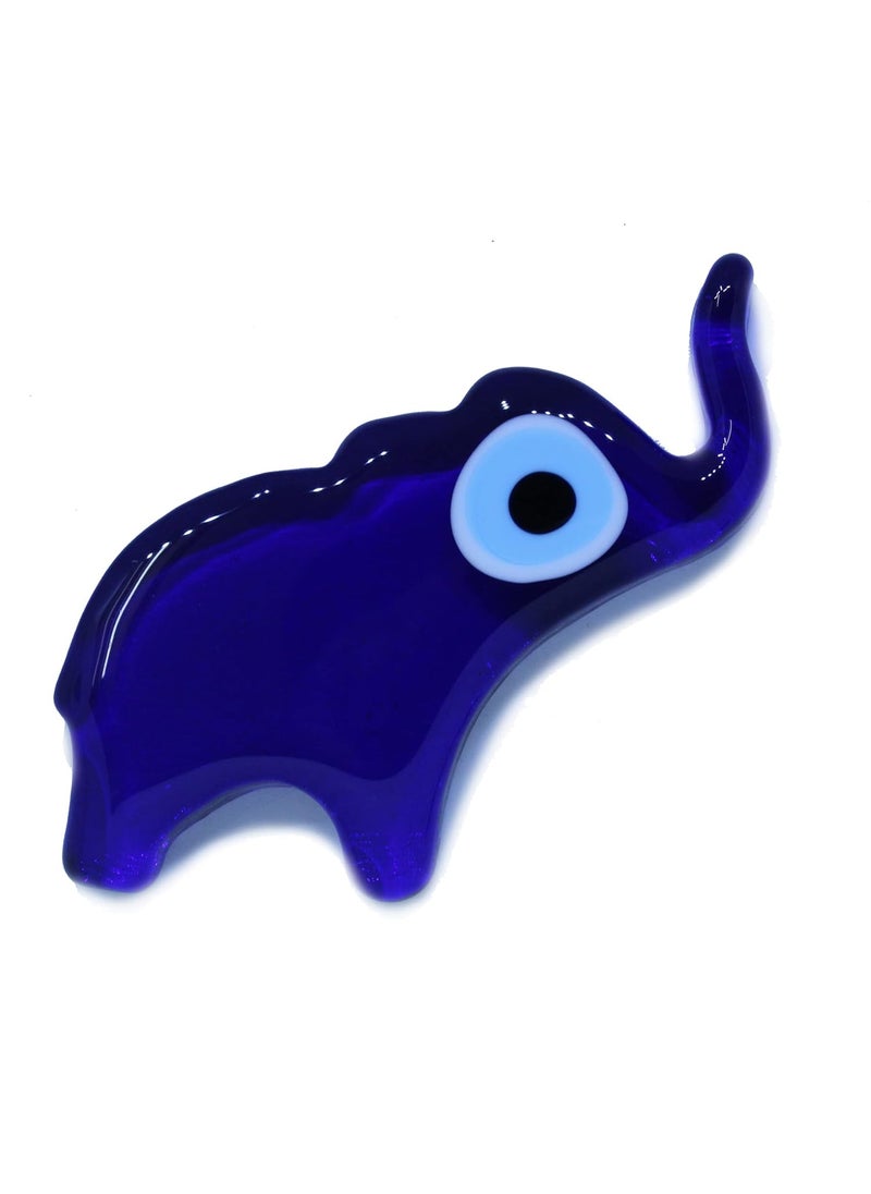 TurkCeramics by OMKAR INTERNATIONAL Turkish Glass Elephant with Evil Eye 14 cm x 7 cm x 13 cm