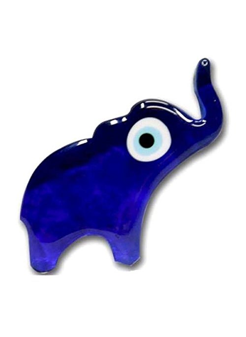 TurkCeramics by OMKAR INTERNATIONAL Turkish Glass Elephant with Evil Eye 14 cm x 7 cm x 13 cm