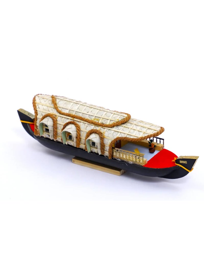 LOYAL CRAFT Kerala Houseboat 3 windows miniature crafted on wood and screwpine weave mat