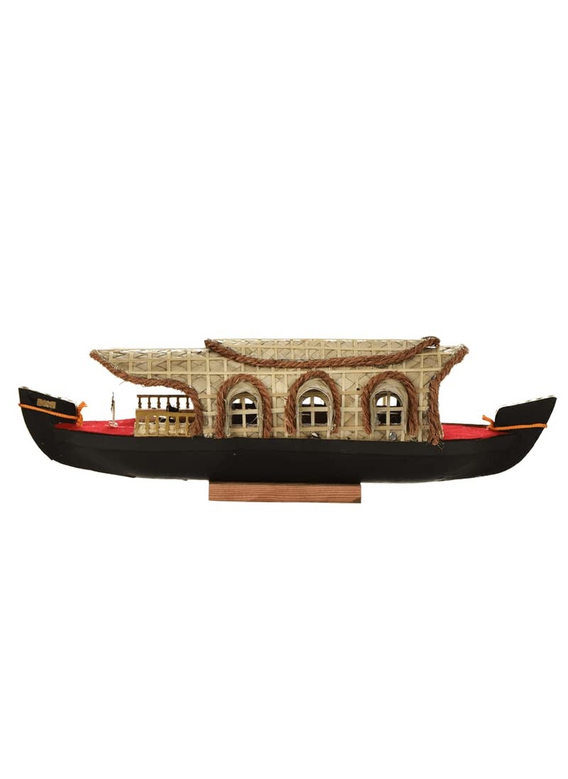 LOYAL CRAFT Kerala Houseboat 3 windows miniature crafted on wood and screwpine weave mat