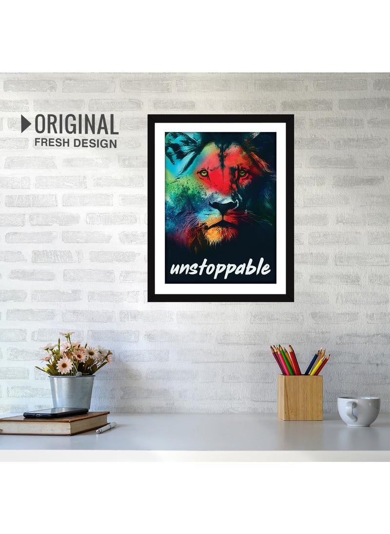 Chaka Chaundh unstoppable Student Quotes Wall Frames Motivational Photo Frame Inspirational Posters for Room Lion Quotes Frame 14 X 11 Inches