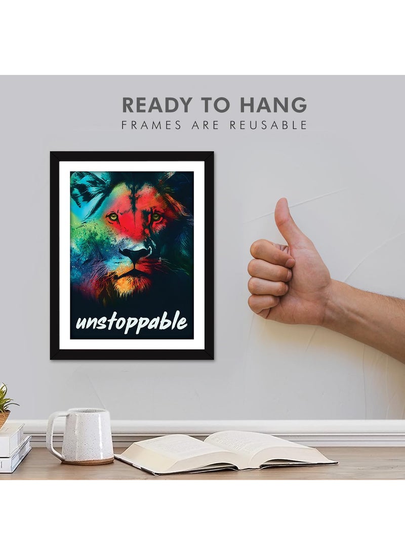 Chaka Chaundh unstoppable Student Quotes Wall Frames Motivational Photo Frame Inspirational Posters for Room Lion Quotes Frame 14 X 11 Inches