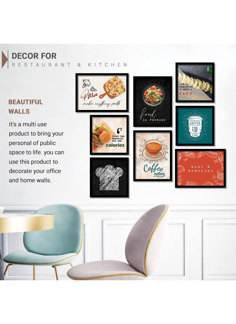 kotart Paper Photo Frames For Kitchen And Restaurant Wall Decoration Food Quotes Frames For Kitchen Wall Decor Wall Poster With Frame 11 Inch X 11 Inch Multi Set Of 8 Design012