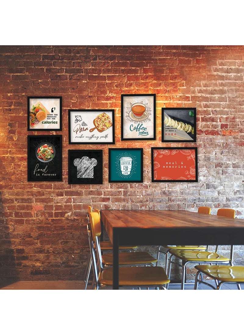 kotart Paper Photo Frames For Kitchen And Restaurant Wall Decoration Food Quotes Frames For Kitchen Wall Decor Wall Poster With Frame 11 Inch X 11 Inch Multi Set Of 8 Design012