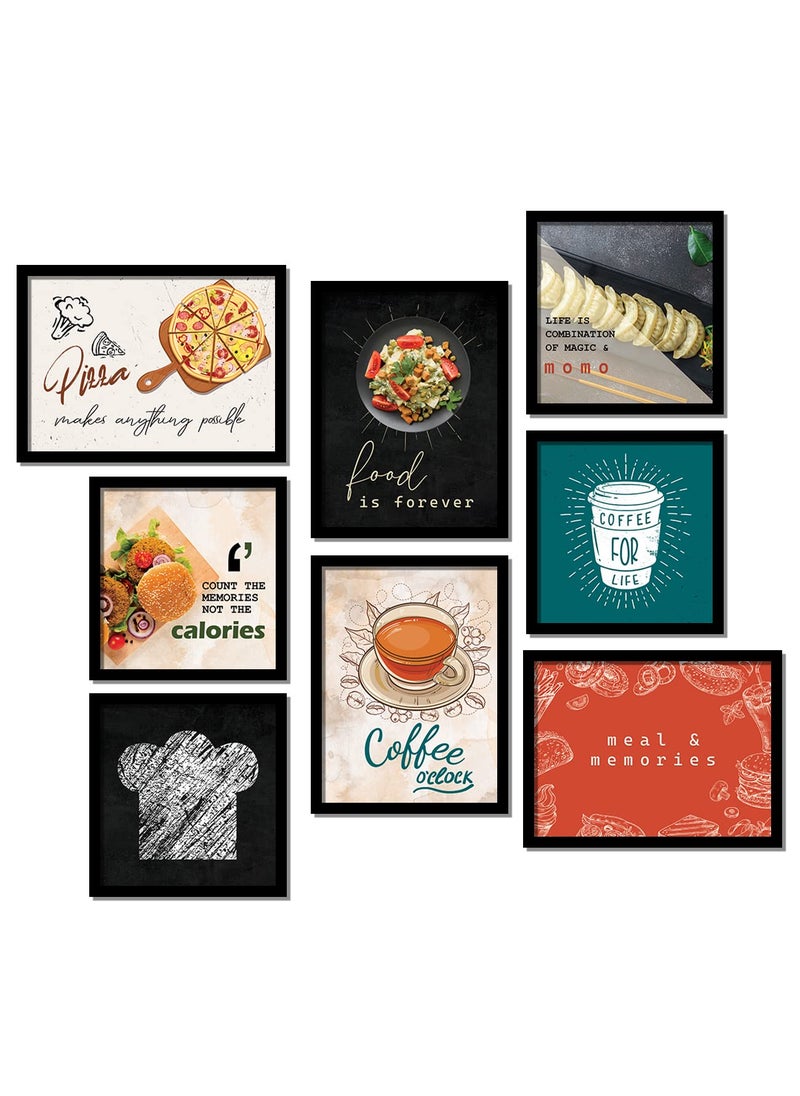 kotart Paper Photo Frames For Kitchen And Restaurant Wall Decoration Food Quotes Frames For Kitchen Wall Decor Wall Poster With Frame 11 Inch X 11 Inch Multi Set Of 8 Design012