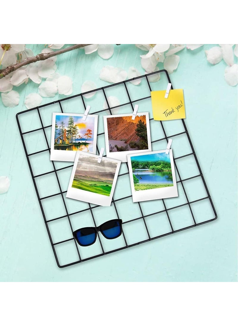 Franklite Steel Grid Photo Frame for Wall Clip Holder Photo FrameMulti Functional Creative Mesh Wall GridIron hanging frame for home Decorationwallcollage photo key1pcs Frame 3030cm Black Metal steel
