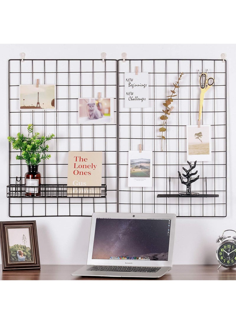 Franklite Steel Grid Photo Frame for Wall Clip Holder Photo FrameMulti Functional Creative Mesh Wall GridIron hanging frame for home Decorationwallcollage photo key1pcs Frame 3030cm Black Metal steel