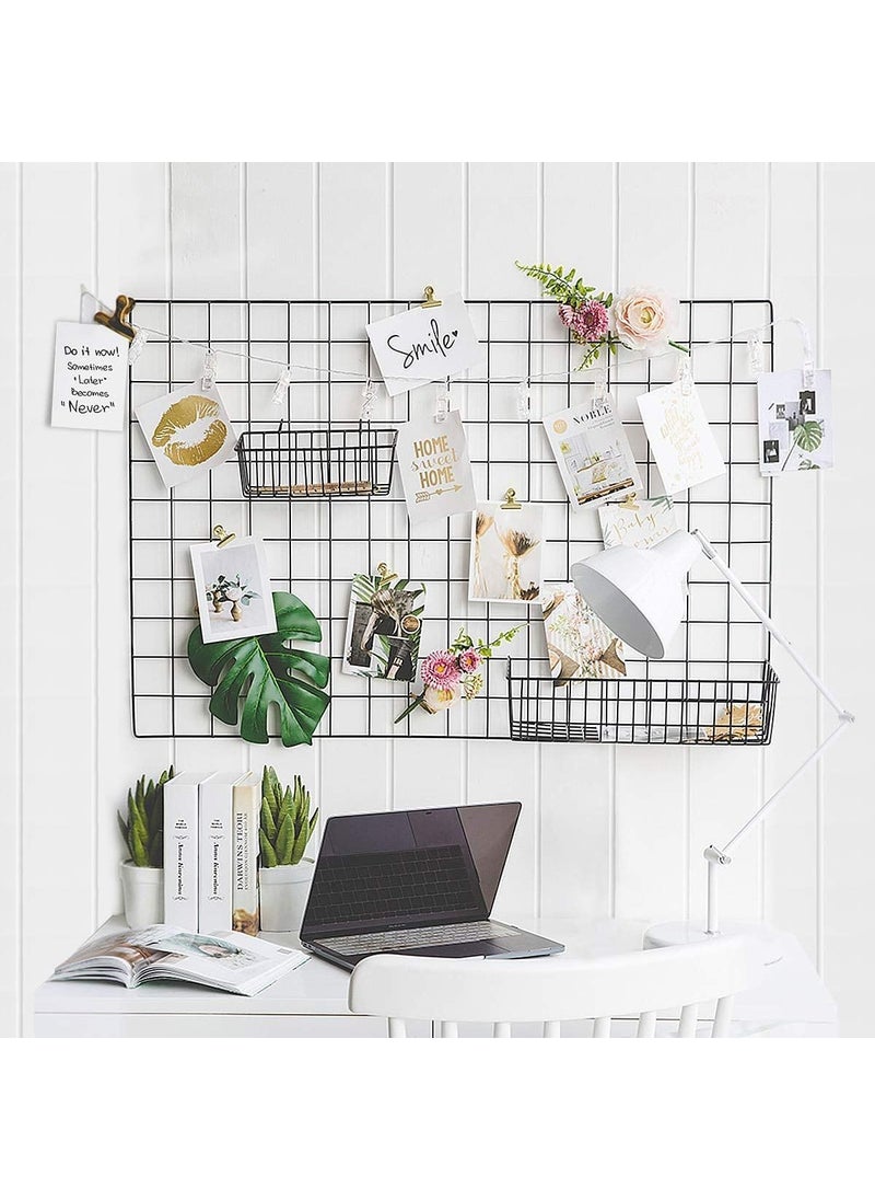 Franklite Steel Grid Photo Frame for Wall Clip Holder Photo FrameMulti Functional Creative Mesh Wall GridIron hanging frame for home Decorationwallcollage photo key1pcs Frame 3030cm Black Metal steel