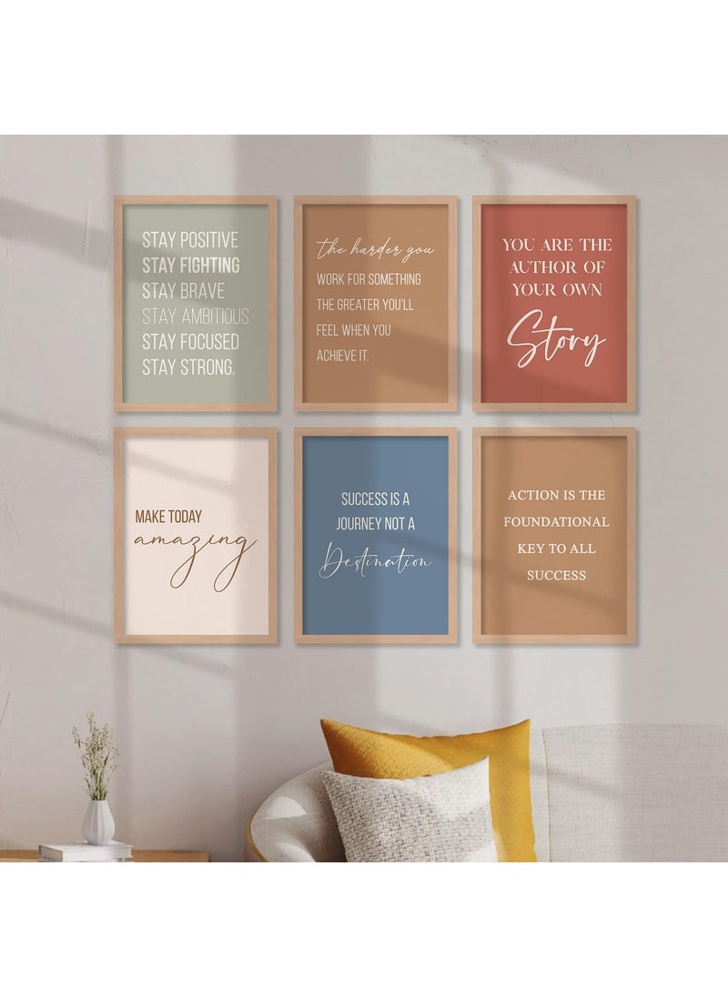 kotart wood Quotes Frames for Wall Decor Motivational Photo Frame for Wall Decoration Quotes Wall Poster with Frame for Room and Office Set of 6 10x13 inchI 10x13 inchBRectangular golden