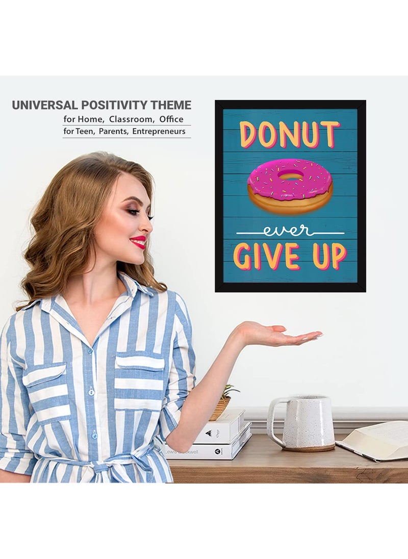 Chaka Chaundh Kitchen Quotes Wall Frames Food Quotes Frame Donut Dining Table Quotes Frames for Room Hall 14 X 11 Inches Donut ever give up Multi Color