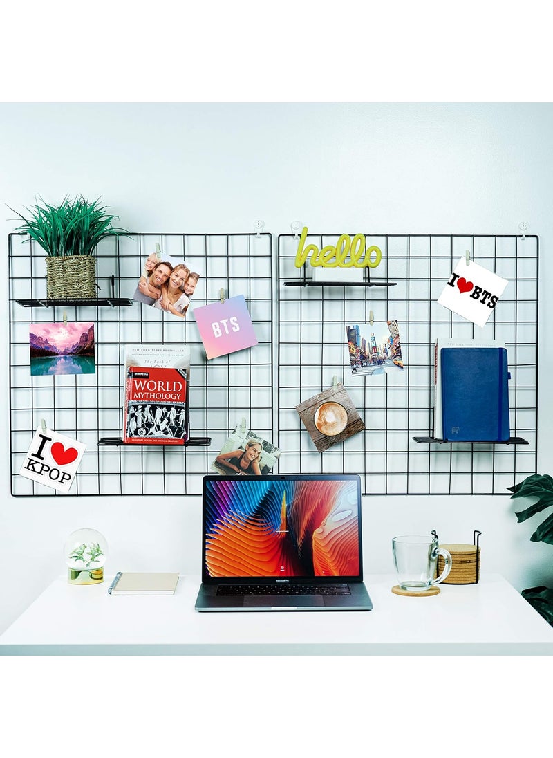 Franklite Steel Grid Photo Frame for Wall Clip Holder Photo FrameMulti Functional Creative Mesh Wall GridIron hanging frame for home Decorationwallcollage photo key1pcs Frame 4565cm Black