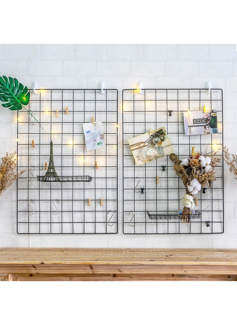 Franklite Steel Grid Photo Frame for Wall Clip Holder Photo FrameMulti Functional Creative Mesh Wall GridIron hanging frame for home Decorationwallcollage photo key1pcs Frame 4565cm Black