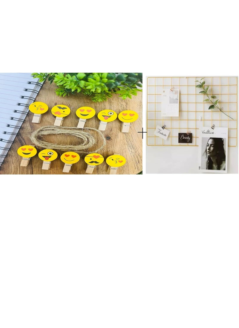 Franklite Iron Square shape hanging Grid frame for home Decoration wall photog collage photo key as per your requirement 30x 30 cm 2pcs Frame Gold 10pcs clip