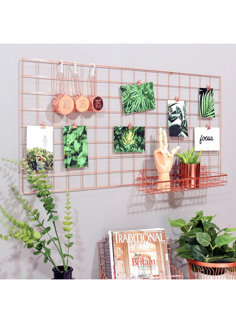 Franklite Steel Grid Photo Frame for Wall Clip Holder Photo FrameMulti Functional Creative Mesh Wall GridIron hanging frame for home Decorationwallcollage photo key2pcs Frame 3030cm Pink 10 Pcs clip
