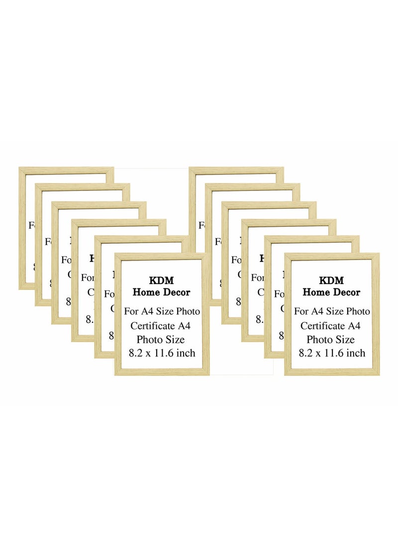 KDM Home Decor A4 Size Certificate and Document Frames 82 x 116 inches made of flexible glass and synthetic wood in natural wood color with a 05inch stick pack of 12 office certificate photo frames