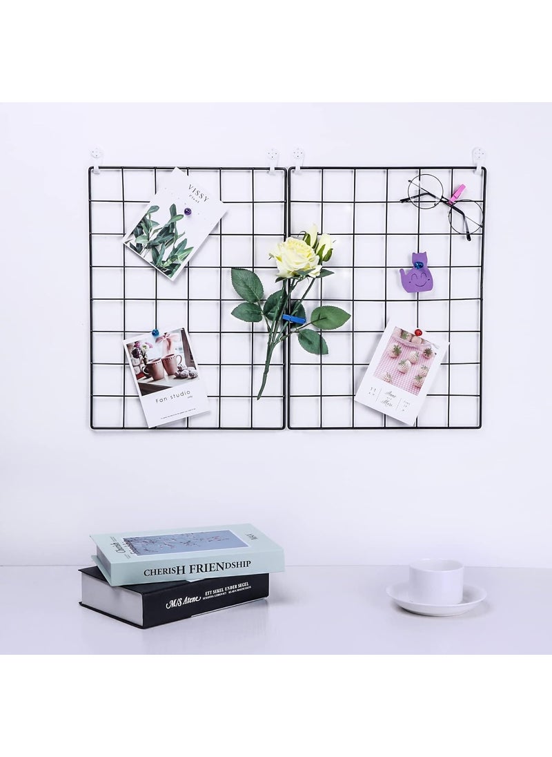 Franklite Steel Grid Photo Frame for Wall Clip Holder Photo FrameMulti Functional Creative Mesh Wall GridIron hanging frame for home Decorationwallcollage photo key2pcs Frame 3030cm Black 10pcs clip