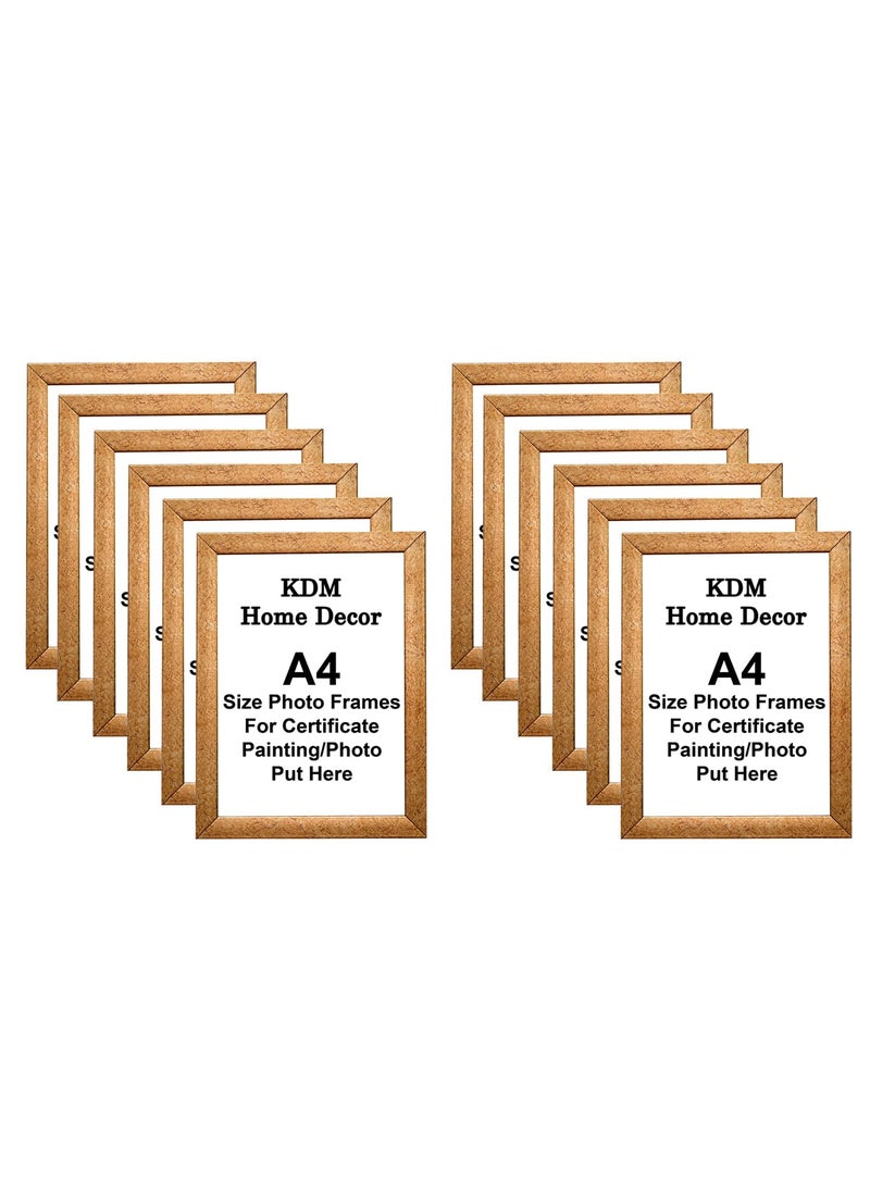 KDM Home Decor a4 photo frame for Certificate documents canvas print painting size in Inches 82x116 Golden Color Pack 12 RectangularWoodTabletopGolden
