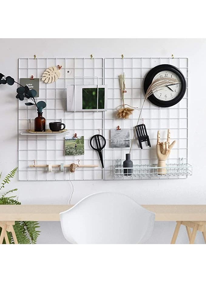 Franklite Steel Grid Photo Frame for Wall Clip Holder Photo FrameMulti Functional Creative Mesh Wall GridIron hanging frame for home Decorationwallcollage photo key1pcs Frame 4040cm WhiteMetal