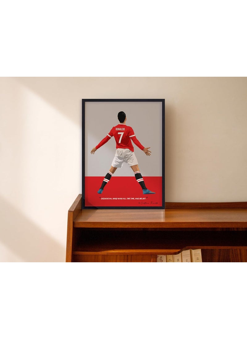 QUOTE UNQUOTE ART Ronaldo Manchester United Frame13x17 inches Black Frame