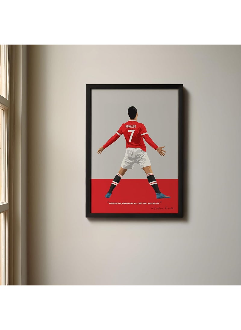 QUOTE UNQUOTE ART Ronaldo Manchester United Frame13x17 inches Black Frame