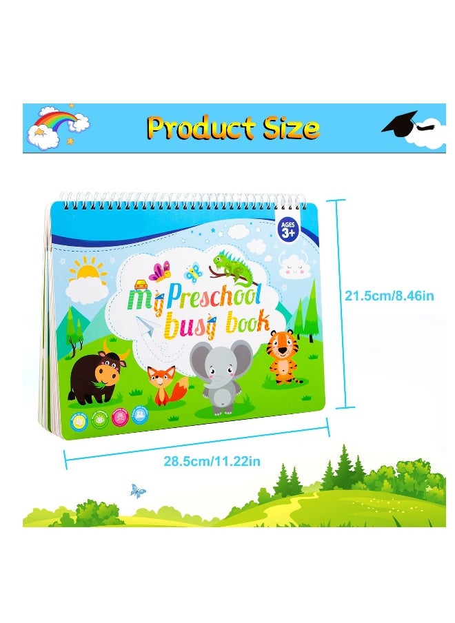Busy Book for Kids, Kids Early Educational Learning Book, 12 Page Toddler Preschool Activity Binder and Early Learning Toys, Montessori Book, Sensory Books for Boys and Girls