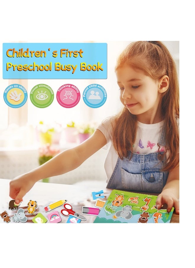 Busy Book for Kids, Kids Early Educational Learning Book, 12 Page Toddler Preschool Activity Binder and Early Learning Toys, Montessori Book, Sensory Books for Boys and Girls
