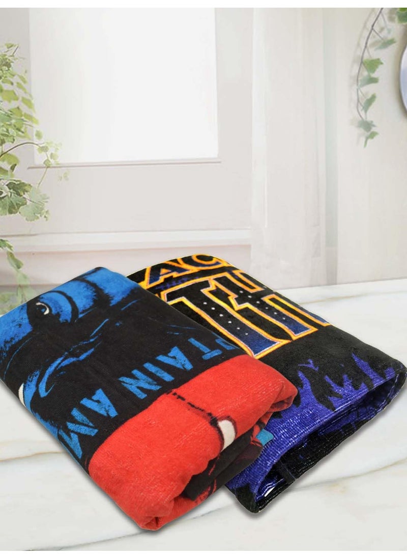 Athom Living Marvels Avengers with Black Panther Themed Kids Bath Towel 60x120cm 350 GSM Soft Absorbent Multicolor Perfect for Boys and Girls Fun Vibrant Design Pack of 2