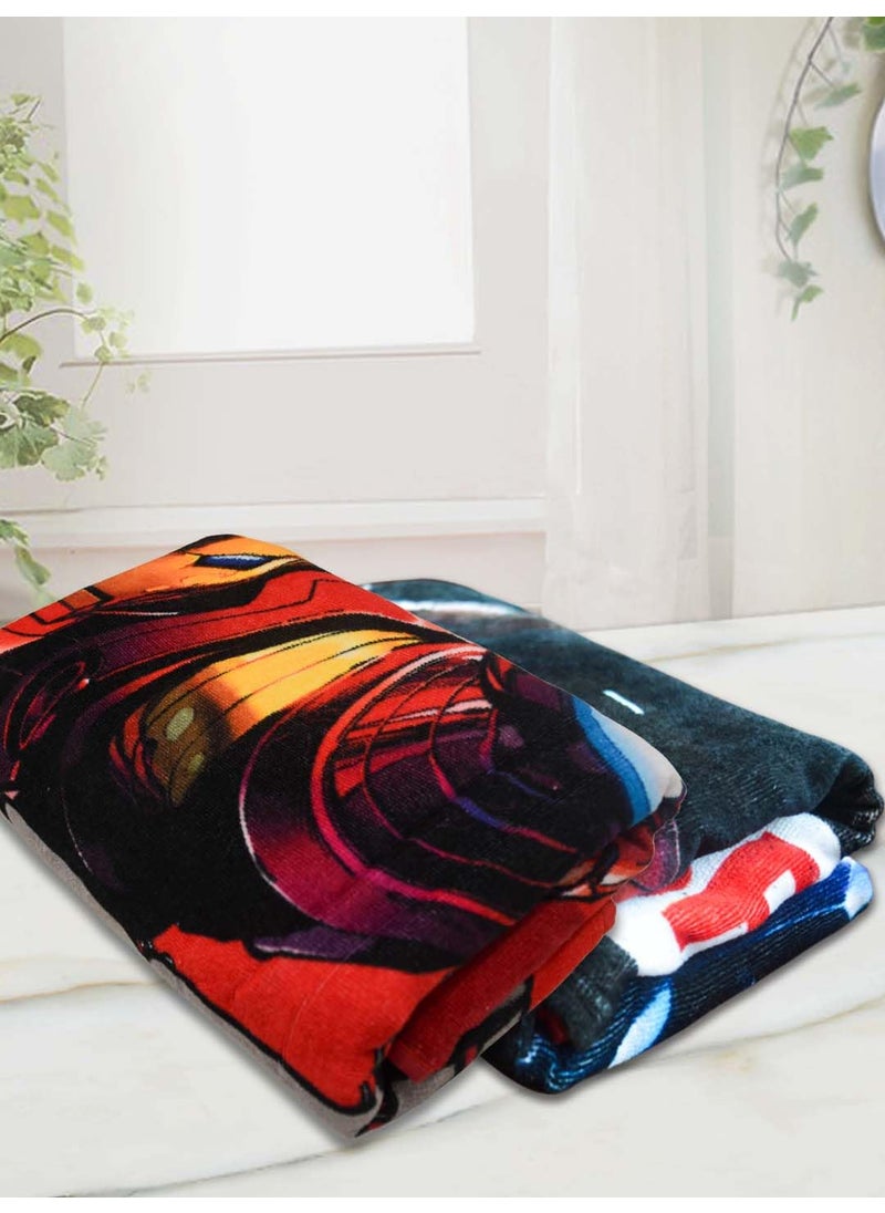 Athom Living Avengers with Transformer Mixed Themed Kids Bath Towel 60x120cm 350 GSM Soft Absorbent Multicolor Perfect for Boys and Girls Fun Vibrant Design Pack of 2