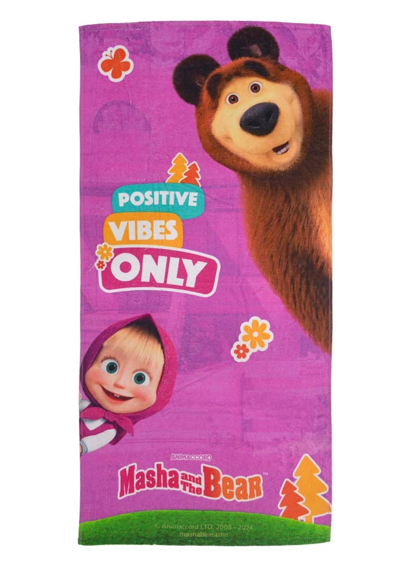 Athom Living PJ Maska with Masha and The Bear Themed Kids Bath Towel 60x120cm 350 GSM Soft Absorbent Multicolor Perfect for Boys and Girls Fun Vibrant Design Pack of 2