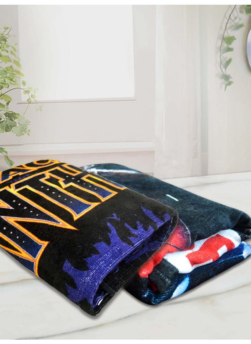 Athom Living Marvels Transformer with Black Panther Themed Kids Bath Towel 60x120cm 350 GSM Soft Absorbent Multicolor Perfect for Boys and Girls Fun Vibrant Design Pack of 2