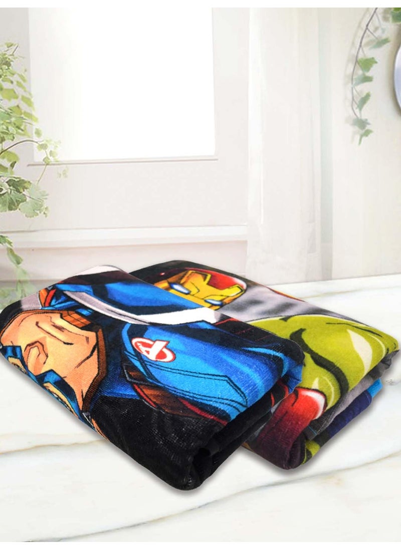 Athom Living Marvels Captain America and Avengers Themed Kids Bath Towel 60x120cm 350 GSM Soft Absorbent Multicolor Perfect for Boys and Girls Fun Vibrant Design Set of 2
