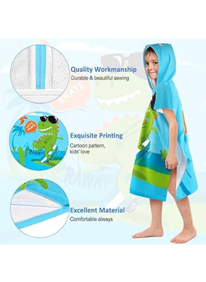 Butterthief Poncho Towel for Kids Hooded Bath Towels 60 x 120 cm Toddler Pool Towel for Boys Girls 17 Years Light Blue
