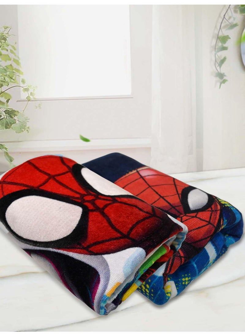 Athom Living Marvels Spiderman Themed Kids Bath Towel 60x120cm 350 GSM Soft Absorbent Multicolor Perfect for Boys of Spidreman Fun Vibrant Design Pack of 2